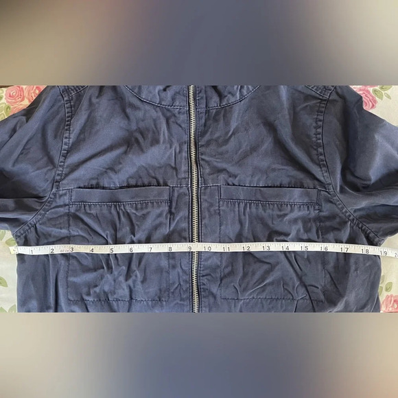 Old Navy Blue Zippered Cargo Utility Jacket Size Medium 100% Cotton High Collar - Picture 5 of 11